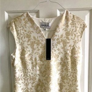 Nicole Miller Cream Gold Dress